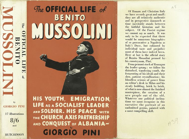 Sprede Geometri Beskrivelse The book jacket of *The Official Life of Benito Mussolini* (1939) by  Giorgio Pini. | DPLA